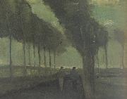 Vincent Van Gogh Country Lane with Two Figures (nn04) oil